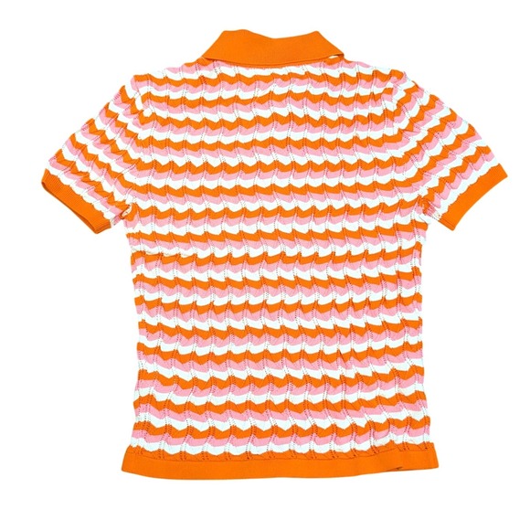 NWT Ronny Kobo Tallys Knit Top Orange‎ Pink White Chevron button down size S - Picture 5 of 10